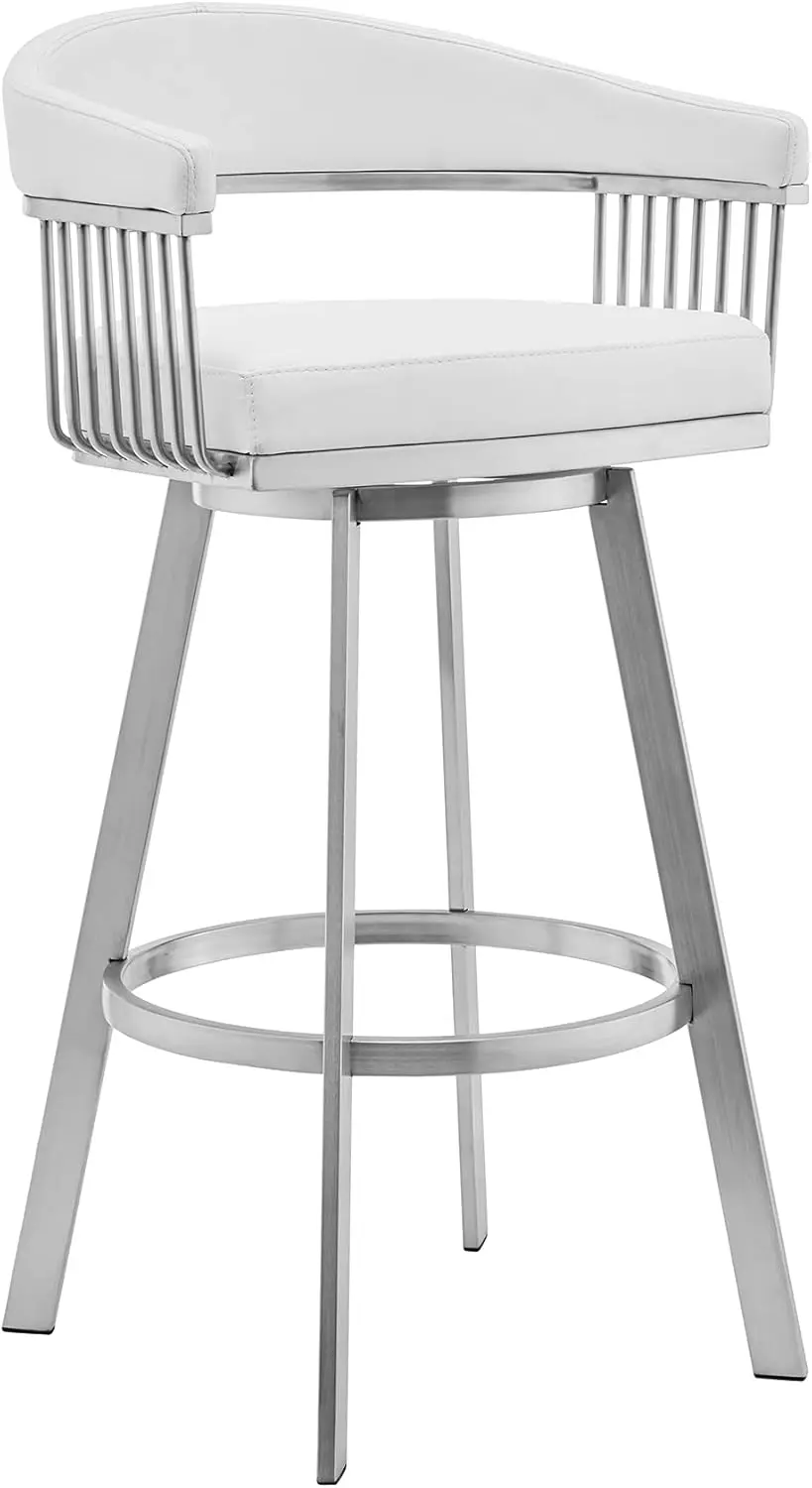 Chelsea 25"" White Faux Leather And Brushed Stainl Steel Swivel Bar Stool
Chelsea 25"" White Faux Leather And Brushed Stainl Steel Swivel Bar Stool