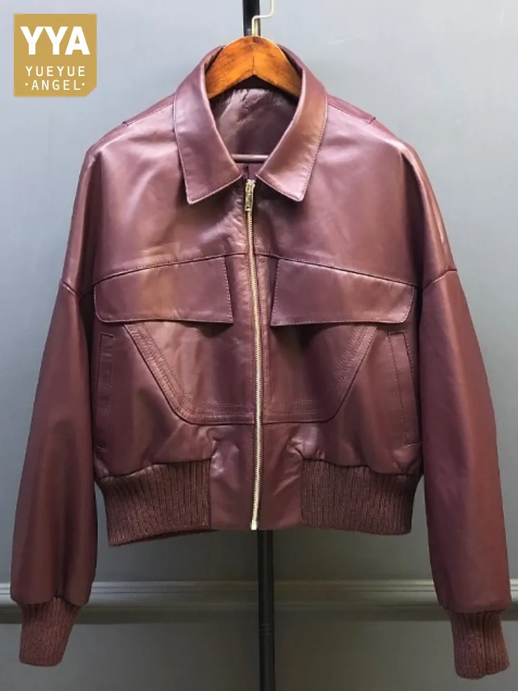 Офисная женская однотонная куртка из натуральной кожи с лацканами, свободная верхняя одежда из овчины с длинными рукавами и карманами на эластичной резинке на талии
Офисная женская однотонная куртка из натуральной кожи с лацканами, свободная верхняя одежда из овчины с длинными рукавами и карманами на эластичной резинке на талии