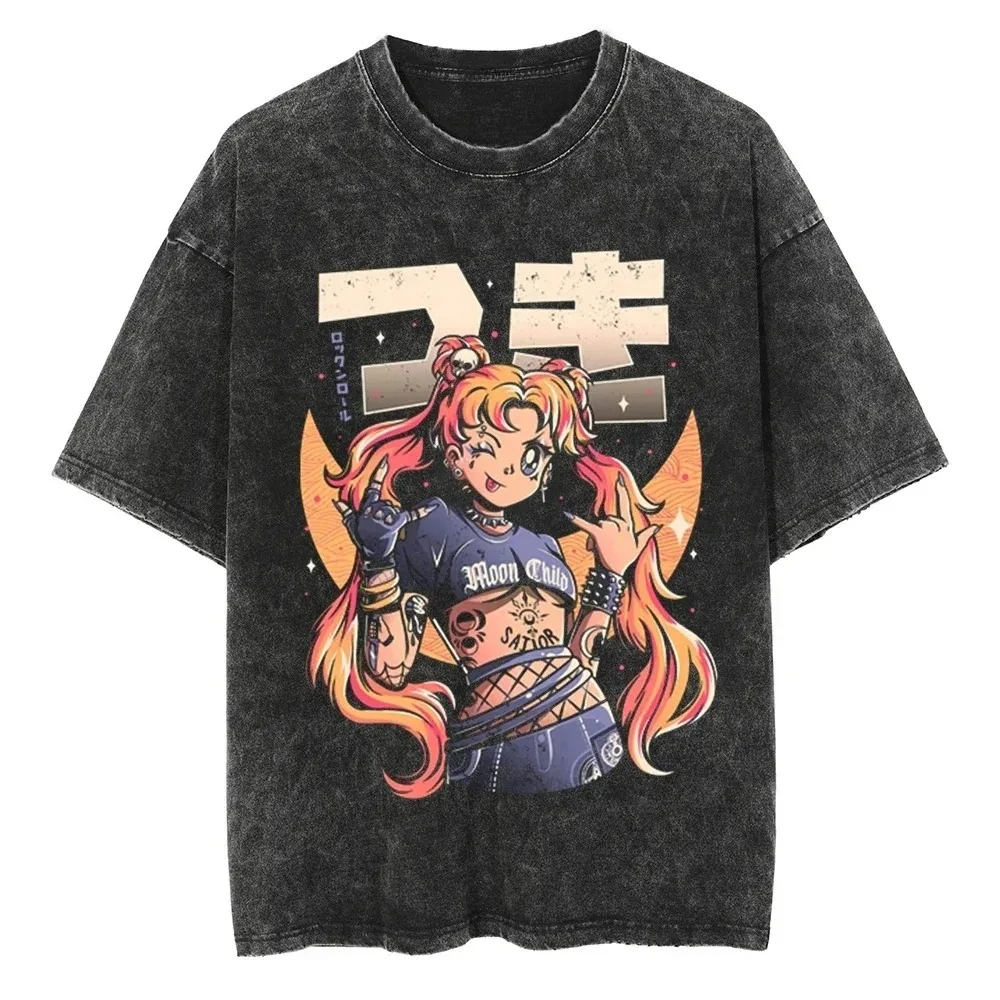 Sailor Moon Vintage Washed Men's T Shirts Printed Summer Amercan Streetwear HipHop Women's Oversized Short Sleeved Tees Harajuku
Sailor Moon Vintage Washed Men's T Shirts Printed Summer Amercan Streetwear HipHop Women's Oversized Short Sleeved Tees Harajuku