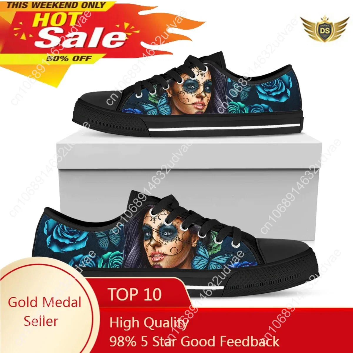 Hot Sale Purple Day Of The Dead Calavera Girl Print Canvas Shoes Lace Up Flat Autumn Breathable Vulcanized Sneakers
Hot Sale Purple Day Of The Dead Calavera Girl Print Canvas Shoes Lace Up Flat Autumn Breathable Vulcanized Sneakers