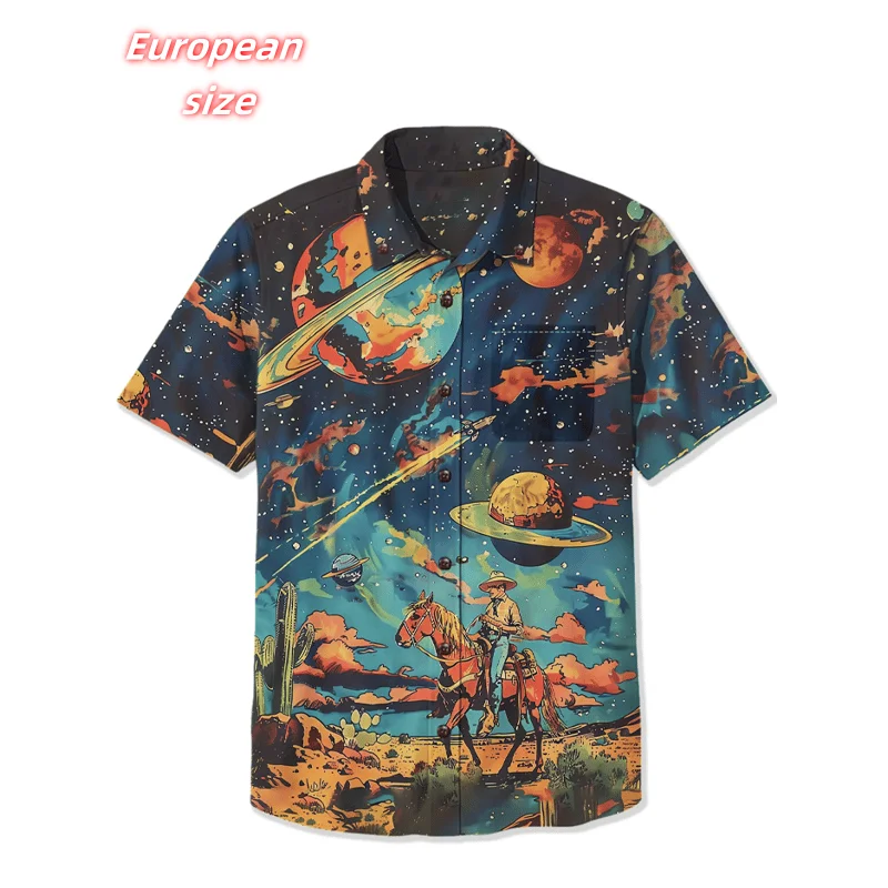 Starry Sky Cowboy Pattern Hawaiian Shirt For Men Horse Planet 3D Printed Blouse Summer Short Sleeve Lapel Tops Aloha Shirts
Starry Sky Cowboy Pattern Hawaiian Shirt For Men Horse Planet 3D Printed Blouse Summer Short Sleeve Lapel Tops Aloha Shirts
