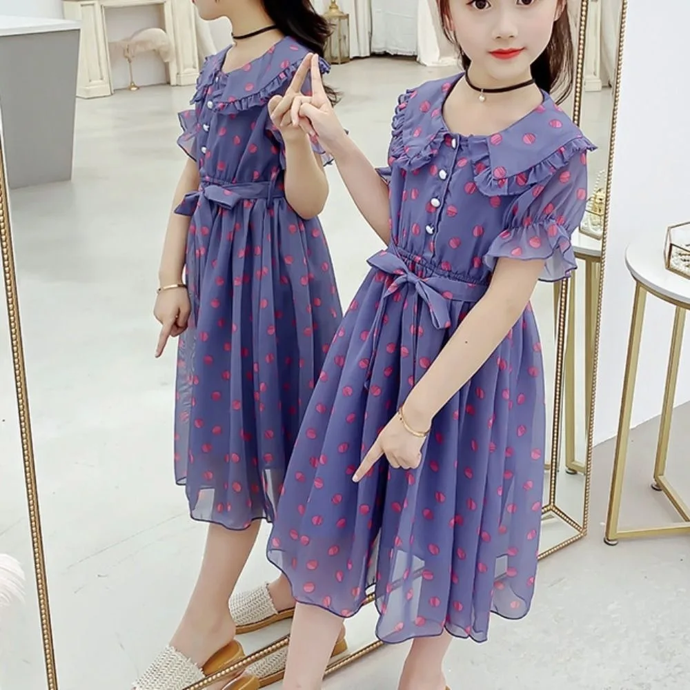Elegant Doll Collar Girls Princess Dress Lace Up Party Summer Dot Dress Teens Sweet Children Dress Holiday
Elegant Doll Collar Girls Princess Dress Lace Up Party Summer Dot Dress Teens Sweet Children Dress Holiday
