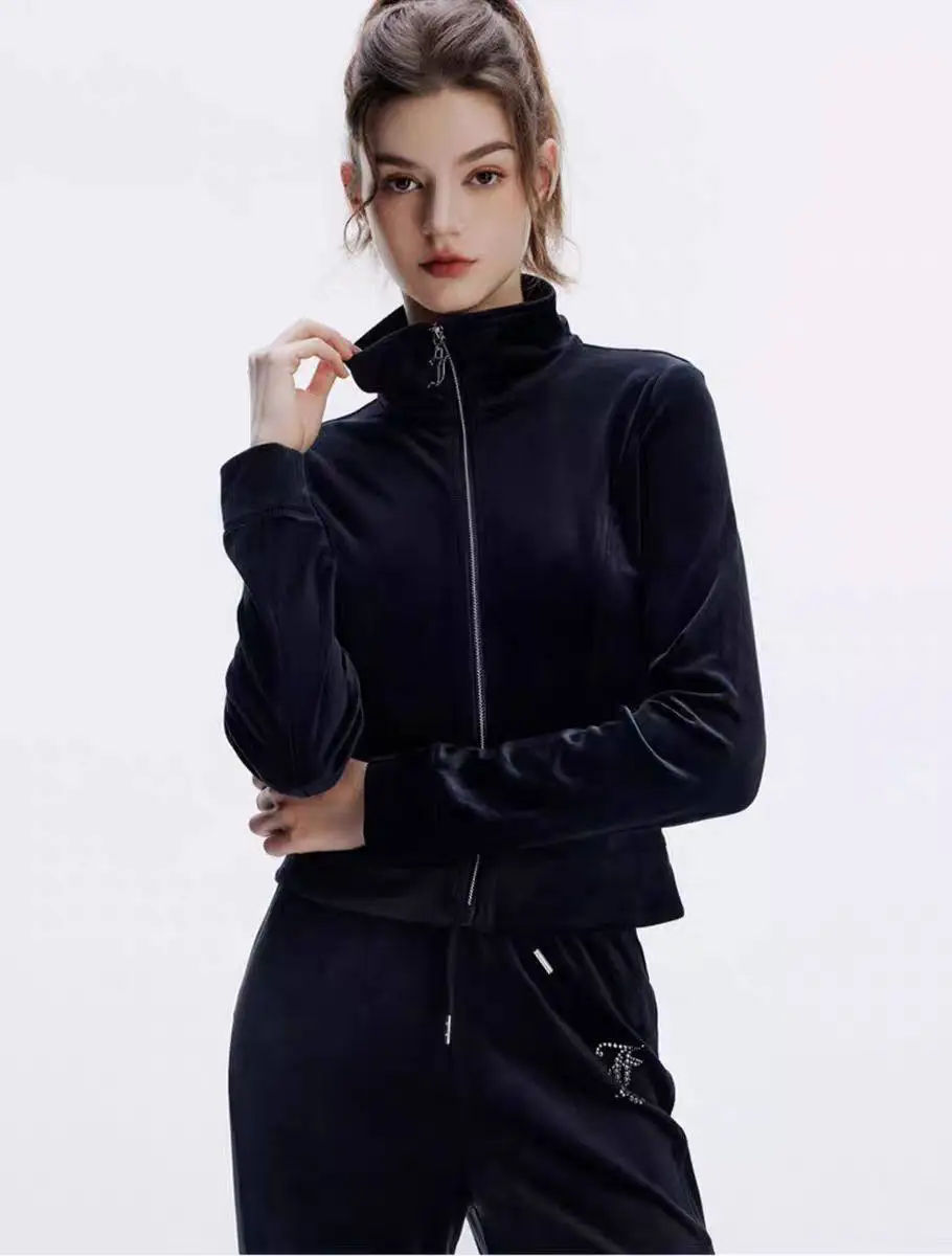 JC Tracksuit Women Velvet Women's Brand Velour Sewing Suit Women Track Suit Hoodies And Pants Sets JC couture with rheinstone
JC Tracksuit Women Velvet Women's Brand Velour Sewing Suit Women Track Suit Hoodies And Pants Sets JC couture with rheinstone