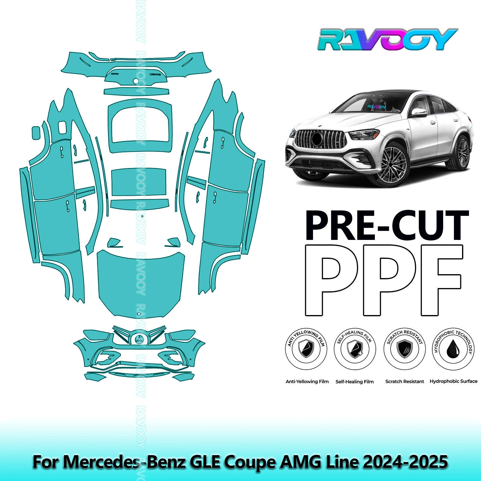Full Vehicle Clear Bra Precut PPF Paint Protection Film For Mercedes-Benz GLE Coupe AMG Line 2024-2025
Full Vehicle Clear Bra Precut PPF Paint Protection Film For Mercedes-Benz GLE Coupe AMG Line 2024-2025