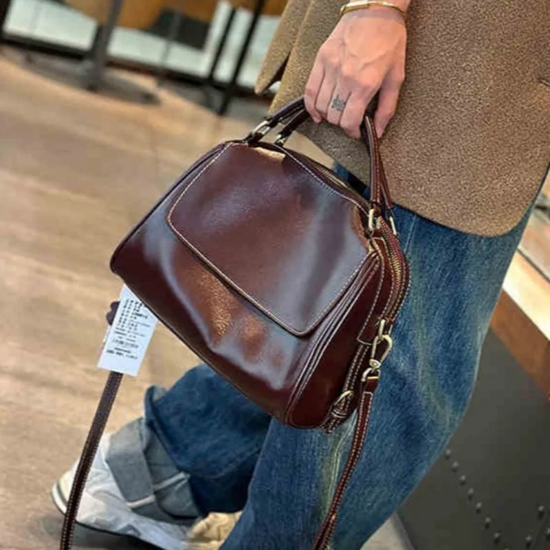Genuine Leather Retro Handbag Casual Solid Color Women Single-shoulder Bag Top-layer Cowhide Large Capacity Female Crossbody Bag
Genuine Leather Retro Handbag Casual Solid Color Women Single-shoulder Bag Top-layer Cowhide Large Capacity Female Crossbody Bag