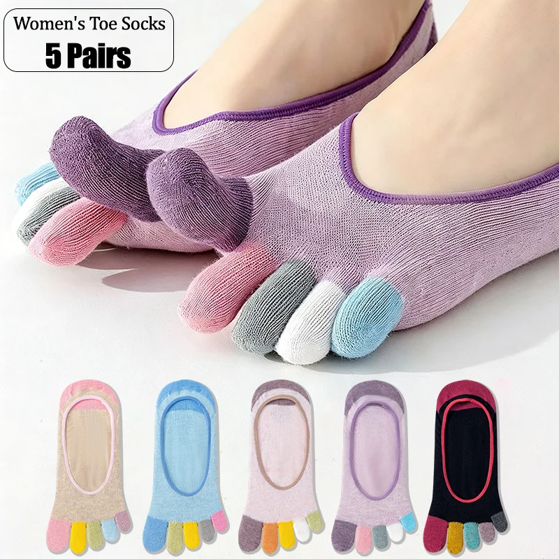 5 Pairs Women's Colorful Five Finger Toe Socks Invisible No Show Cotton Breathable Non-slip Low Cut Boat Socks For Shoes
5 Pairs Women's Colorful Five Finger Toe Socks Invisible No Show Cotton Breathable Non-slip Low Cut Boat Socks For Shoes
