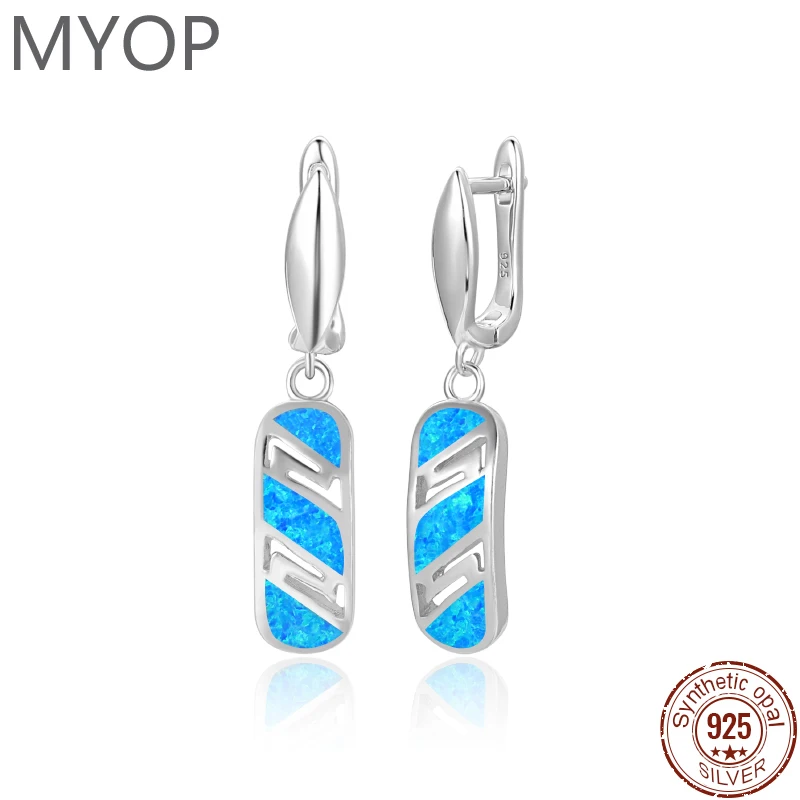 MYOP 925 Sterling Silver Long Drop Earrings Fashion Modern Women Unique Style Wedding Blue Fire Opal
MYOP 925 Sterling Silver Long Drop Earrings Fashion Modern Women Unique Style Wedding Blue Fire Opal