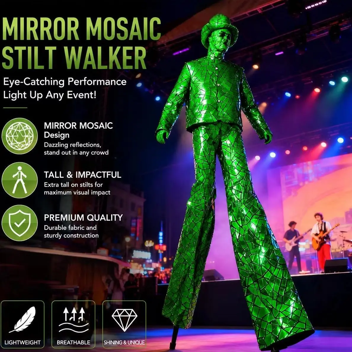 Dazzling Mirror Sequins Costume High Quality Stilts Walker Shiny Outfit for Contemporary Dance Vestuario Danza
Dazzling Mirror Sequins Costume High Quality Stilts Walker Shiny Outfit for Contemporary Dance Vestuario Danza