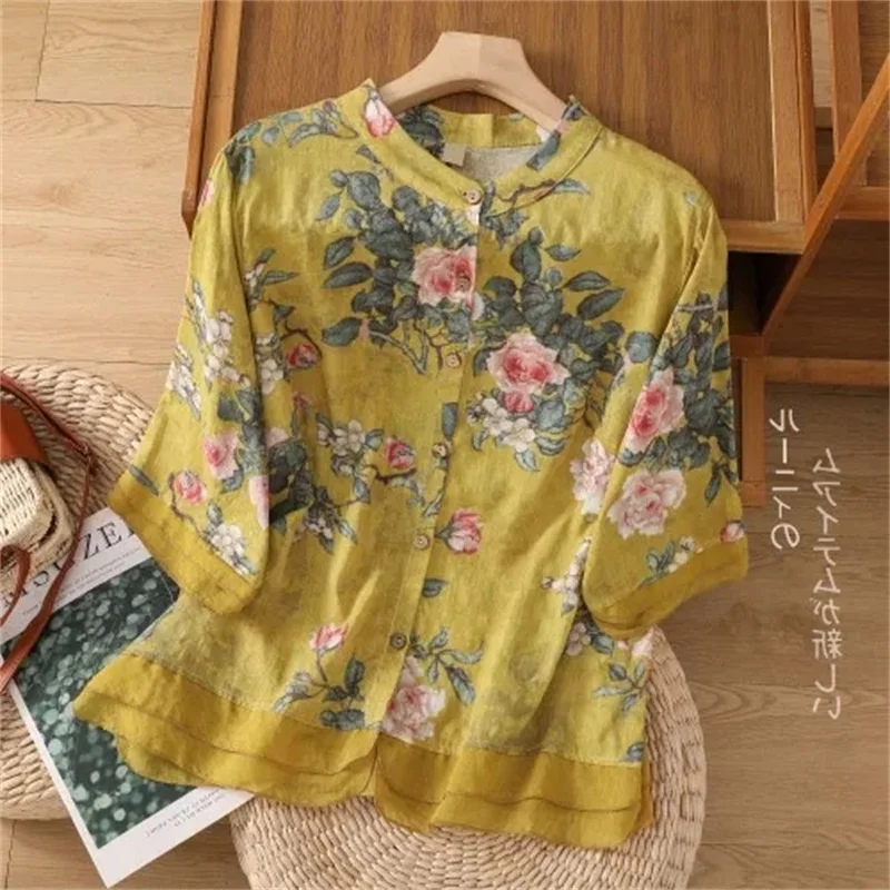 Summer Cotton Shirt O-Neck Shirt New Artistic Printing Personalized Design Patchwork Temperament, Loose Casual Shirt For Women
Summer Cotton Shirt O-Neck Shirt New Artistic Printing Personalized Design Patchwork Temperament, Loose Casual Shirt For Women
