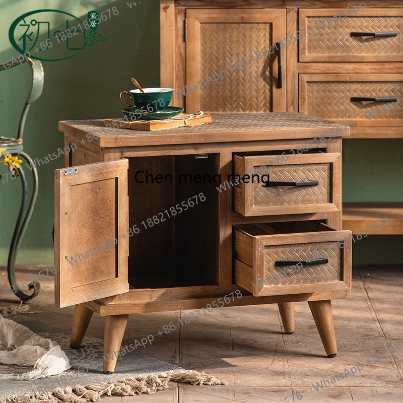 Small apartment log wind small coffee table storage living room old side bucket wooden retro bedside table
Small apartment log wind small coffee table storage living room old side bucket wooden retro bedside table