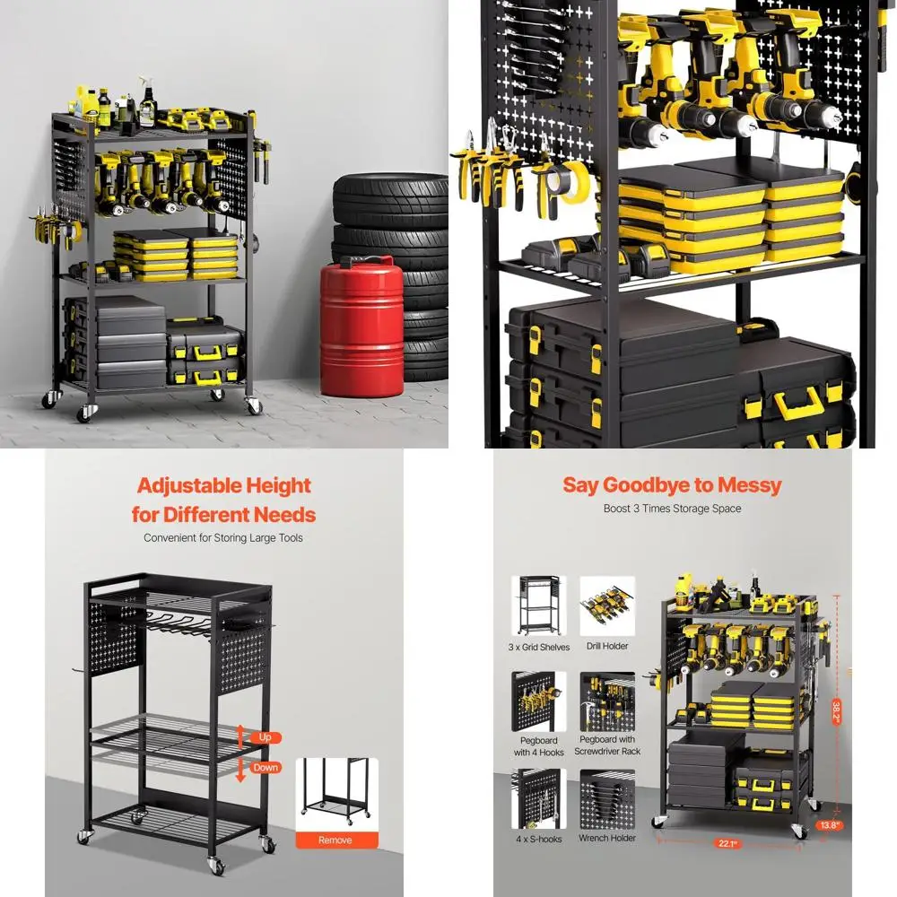 Heavy-Duty 4-Tier Rolling Tool Cart with 150 lbs Capacity for Garage and Workshop Storage
Heavy-Duty 4-Tier Rolling Tool Cart with 150 lbs Capacity for Garage and Workshop Storage