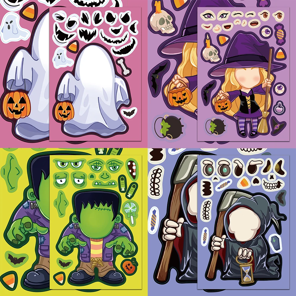 8/16sheets Funny Halloween Cartoon Puzzle Stickers Make a Face Children DIY Game Assemble Jigsaw Educational Toy Decals for Kids
8/16sheets Funny Halloween Cartoon Puzzle Stickers Make a Face Children DIY Game Assemble Jigsaw Educational Toy Decals for Kids