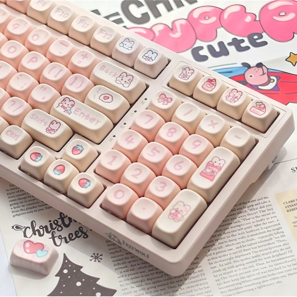 144 Keys MOA Keycap Set PBT Pink Bunny Cute Cartoon Keycap Set for 60/64/84/98/108 Gaming Mechanical Keyboard MX Switch
144 Keys MOA Keycap Set PBT Pink Bunny Cute Cartoon Keycap Set for 60/64/84/98/108 Gaming Mechanical Keyboard MX Switch