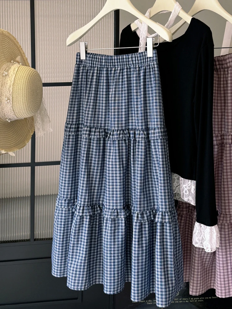 Fashionable Versatile Women's Skirt Multi-Tiered Ruffled Plaid Cake Skirt Elastic Waist Sweet Casual A-Line Mid-Length Skirt
Fashionable Versatile Women's Skirt Multi-Tiered Ruffled Plaid Cake Skirt Elastic Waist Sweet Casual A-Line Mid-Length Skirt