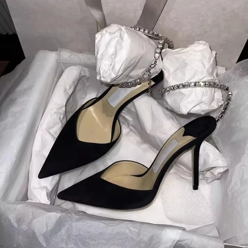 2025 Summer New Women's Wrap Toe High Heels Pointed Toe Stilettos Rhinestone Chain Elegant Sexy Party Dress Ladies High Heels
2025 Summer New Women's Wrap Toe High Heels Pointed Toe Stilettos Rhinestone Chain Elegant Sexy Party Dress Ladies High Heels