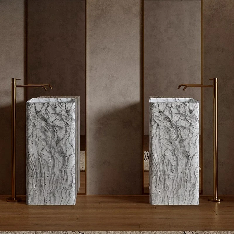 Floor-to-ceiling imitation marble pattern face wash table designer art wash basin
Floor-to-ceiling imitation marble pattern face wash table designer art wash basin