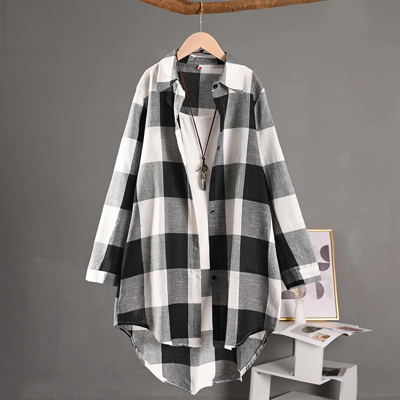 Клетчатая рубашка, пальто, женский свободный кардиган, тонкое пальто, короткий топ спереди и длинной спинки, рубашка из хлопка и льна с длинными рукавами
Клетчатая рубашка, пальто, женский свободный кардиган, тонкое пальто, короткий топ спереди и длинной спинки, рубашка из хлопка и льна с длинными рукавами