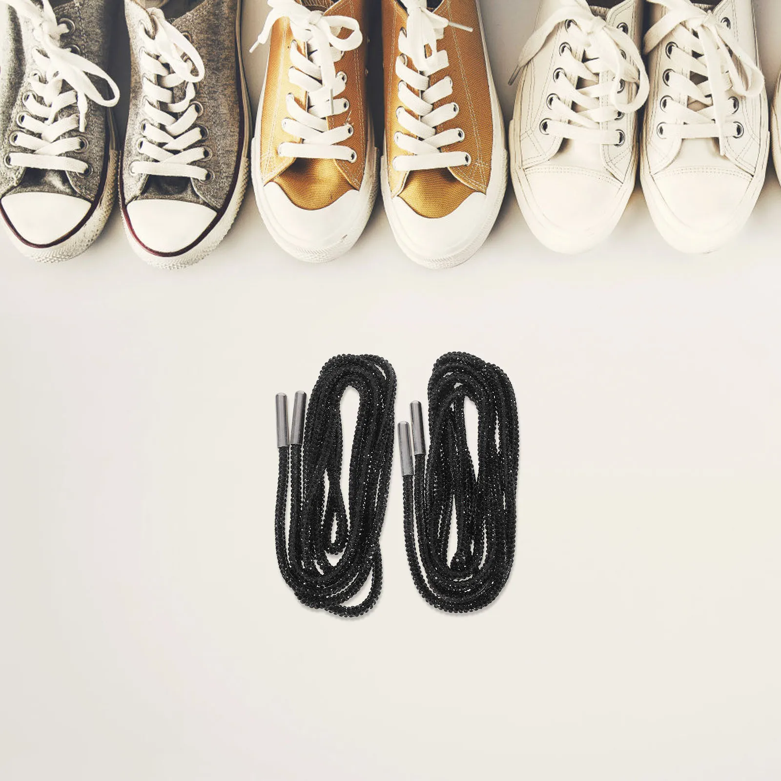 1Pair Rhinestone Shoe Laces .16inch Round Glitter Shoelaces Sneakers Crystal Bling Rope Strings Trendy Casual Wear 
1Pair Rhinestone Shoe Laces .16inch Round Glitter Shoelaces Sneakers Crystal Bling Rope Strings Trendy Casual Wear