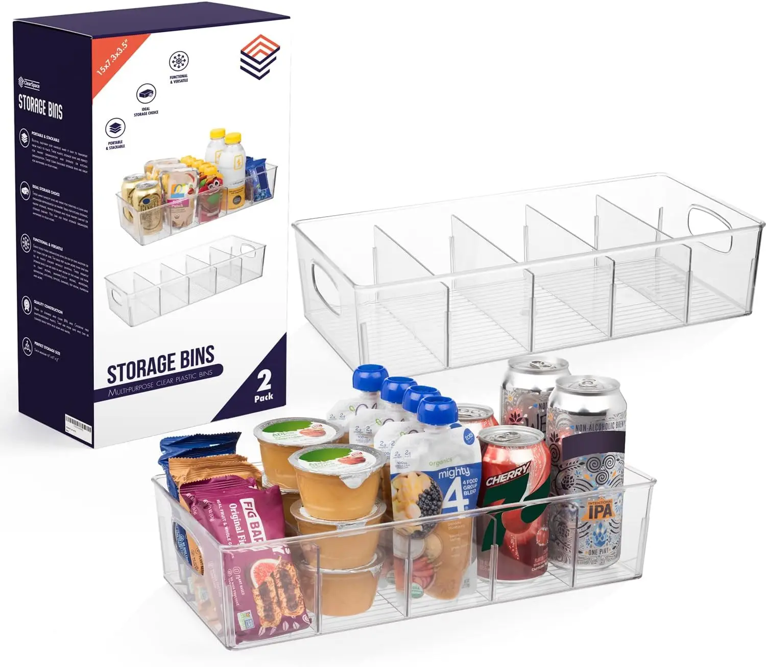 XL Plastic Pantry Storage Bins with Removable Dividers, 2-Pack for Kitchen and Cabinet Organization
XL Plastic Pantry Storage Bins with Removable Dividers, 2-Pack for Kitchen and Cabinet Organization
