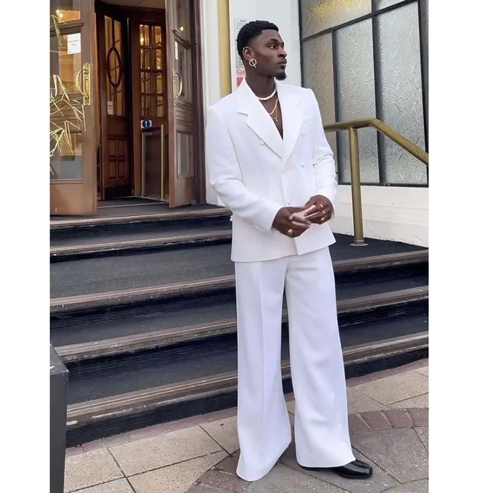 Gorgeous White Men's Suits Double Breasted 2 Pieces Jacket Pants Blazers Sets Smart Wedding Banquet Party Business Clothing
Gorgeous White Men's Suits Double Breasted 2 Pieces Jacket Pants Blazers Sets Smart Wedding Banquet Party Business Clothing