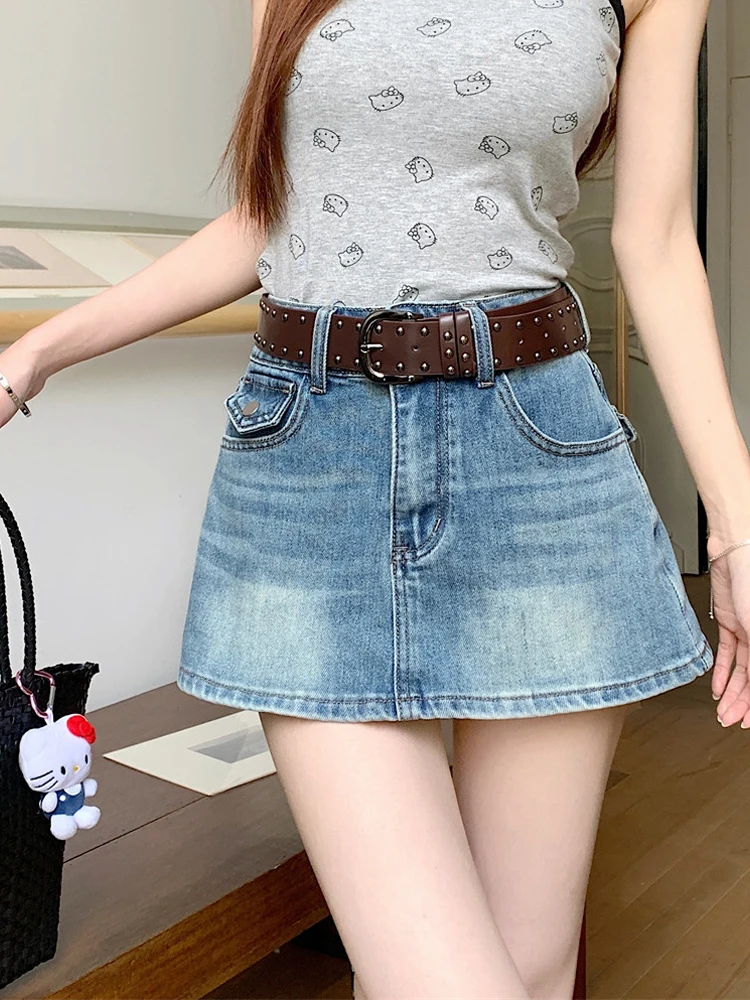 High Waist A-Line Skirt Women's Denim Half-length Summer New Style American Retro Anti-exposure Short Skirt
High Waist A-Line Skirt Women's Denim Half-length Summer New Style American Retro Anti-exposure Short Skirt