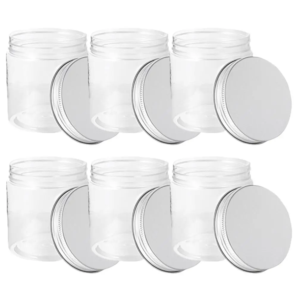 6pcs Mini Plastic Jars 250ml Transparent Silver Lid Wide Mouth Bottles for Food Storage Tea Coffee Candy Honey Portable
6pcs Mini Plastic Jars 250ml Transparent Silver Lid Wide Mouth Bottles for Food Storage Tea Coffee Candy Honey Portable