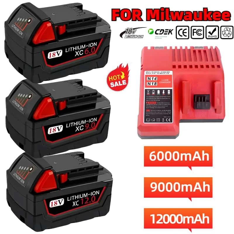 18V Genuine For Milwaukee 12000mAh Apply To 48-11-1815 48-11-1850 2646-20 2642-21ct Replacement Lithium Battery for Milwaukee
18V Genuine For Milwaukee 12000mAh Apply To 48-11-1815 48-11-1850 2646-20 2642-21ct Replacement Lithium Battery for Milwaukee