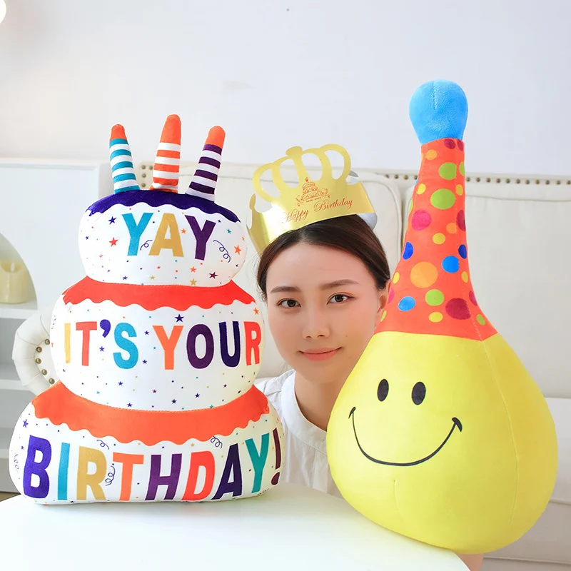 Creative Simulation Happy Birthday Cake Plush Throw Pillow Toy Cute Stuffed Festival Party Cap Plushies Soft Kids Toys for Child
Creative Simulation Happy Birthday Cake Plush Throw Pillow Toy Cute Stuffed Festival Party Cap Plushies Soft Kids Toys for Child