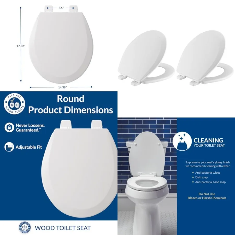 500TTT Durable Wood Toilet Seat, Secure Hinges Stay Tight, Made in USA,,White Pack of 2
500TTT Durable Wood Toilet Seat, Secure Hinges Stay Tight, Made in USA,,White Pack of 2