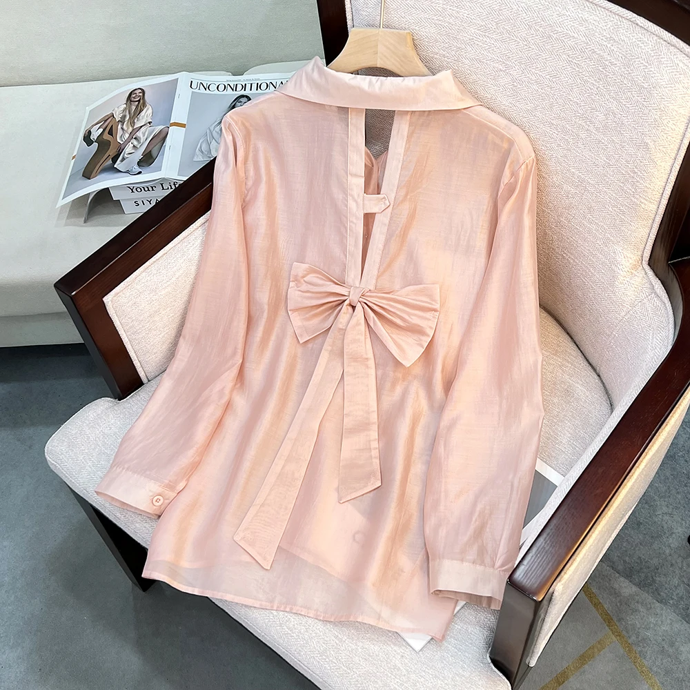 New Sunscreen Clothing Women's Back Hollow Bow Unique Long Sleeve Chiffon Top Fashionable and Comfortable
New Sunscreen Clothing Women's Back Hollow Bow Unique Long Sleeve Chiffon Top Fashionable and Comfortable