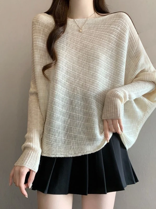 Shoulder Bared Thin Knitted Top for Women Spring Summer New Style plus Size Batwing Sleeve Korean Style Commute Fashion
Shoulder Bared Thin Knitted Top for Women Spring Summer New Style plus Size Batwing Sleeve Korean Style Commute Fashion
