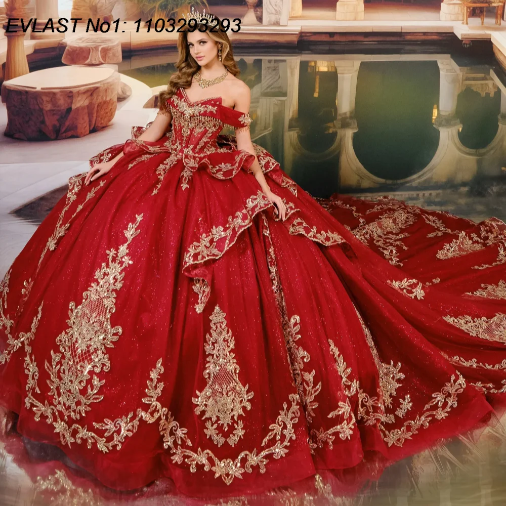 EVLAST индивидуальное блестящее красное бальное платье Quinceanera, золотое кружевное платье с аппликацией из бисера, многоуровневое милое платье 16, Vestidos De 15 Anos E1QN269
EVLAST индивидуальное блестящее красное бальное платье Quinceanera, золотое кружевное платье с аппликацией из бисера, многоуровневое милое платье 16, Vestidos De 15 Anos E1QN269