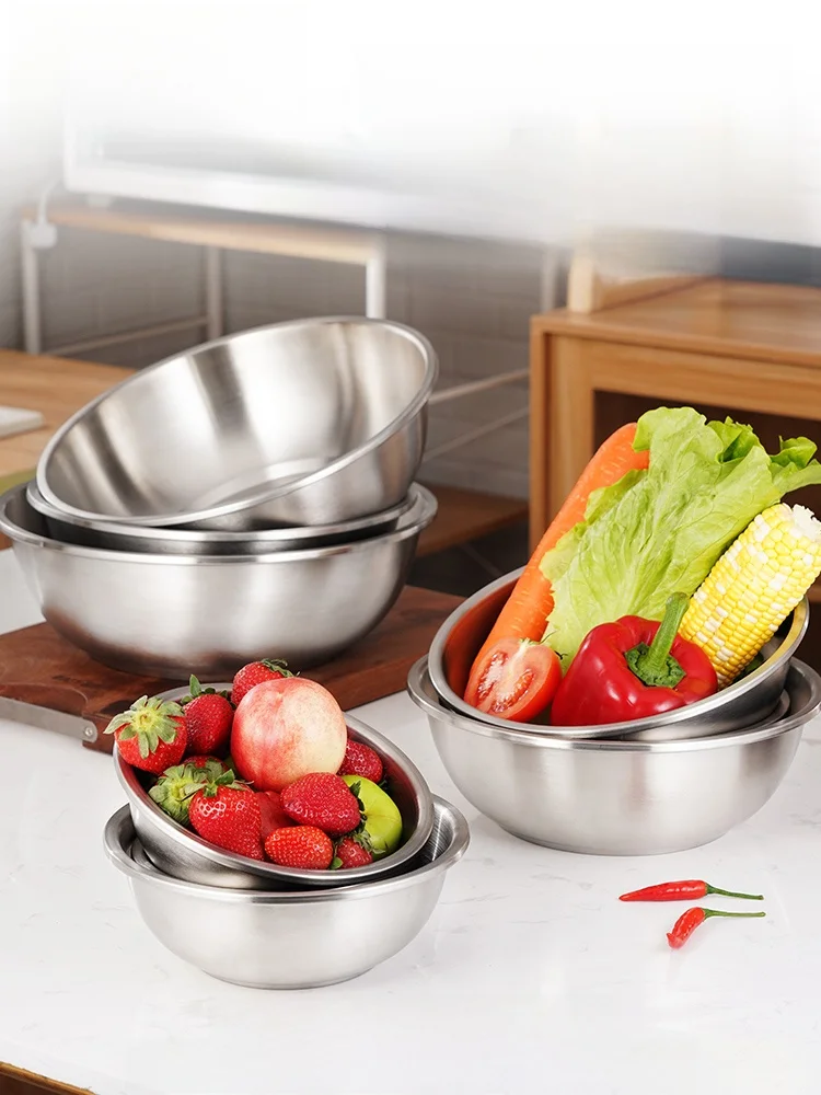 Thiened 304 Stainl Steel Kitchen Sink Basin for Waing Vegetables Egg Beating Dough ing Draining Basket Soup Basin Set
Thiened 304 Stainl Steel Kitchen Sink Basin for Waing Vegetables Egg Beating Dough ing Draining Basket Soup Basin Set