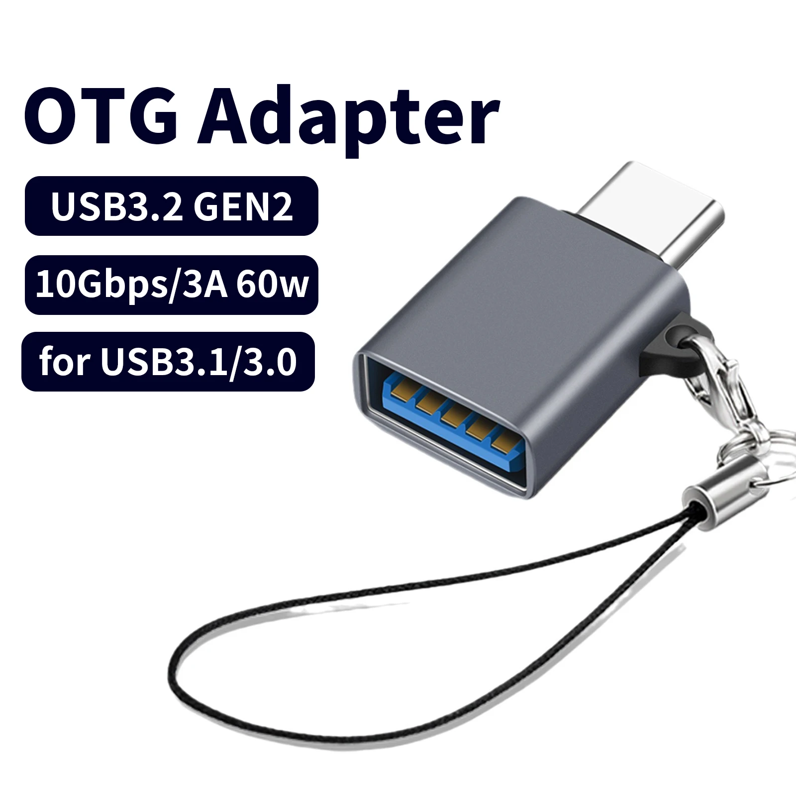 OTG Type-C to USB Adapter, Connector for Tablet, Mobile Phone, U Disk, Hard Disk, Headset, Keymouse, USB Version 3.2 
OTG Type-C to USB Adapter, Connector for Tablet, Mobile Phone, U Disk, Hard Disk, Headset, Keymouse, USB Version 3.2
