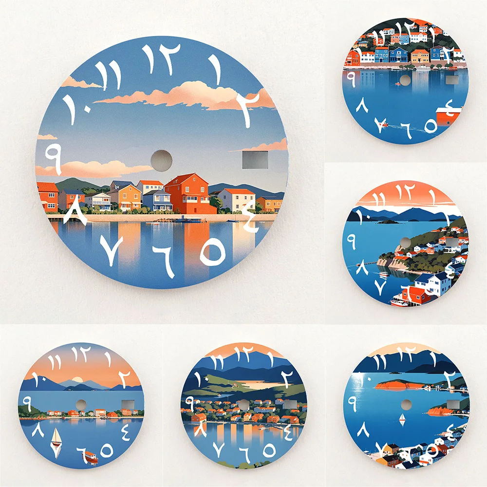28.5mm Dial NH35 Dial Seaside Town Arabic Numeral Dial High Quality Dial NH36 Dial Watch Accessories Fits NH35/NH36 Movements
28.5mm Dial NH35 Dial Seaside Town Arabic Numeral Dial High Quality Dial NH36 Dial Watch Accessories Fits NH35/NH36 Movements