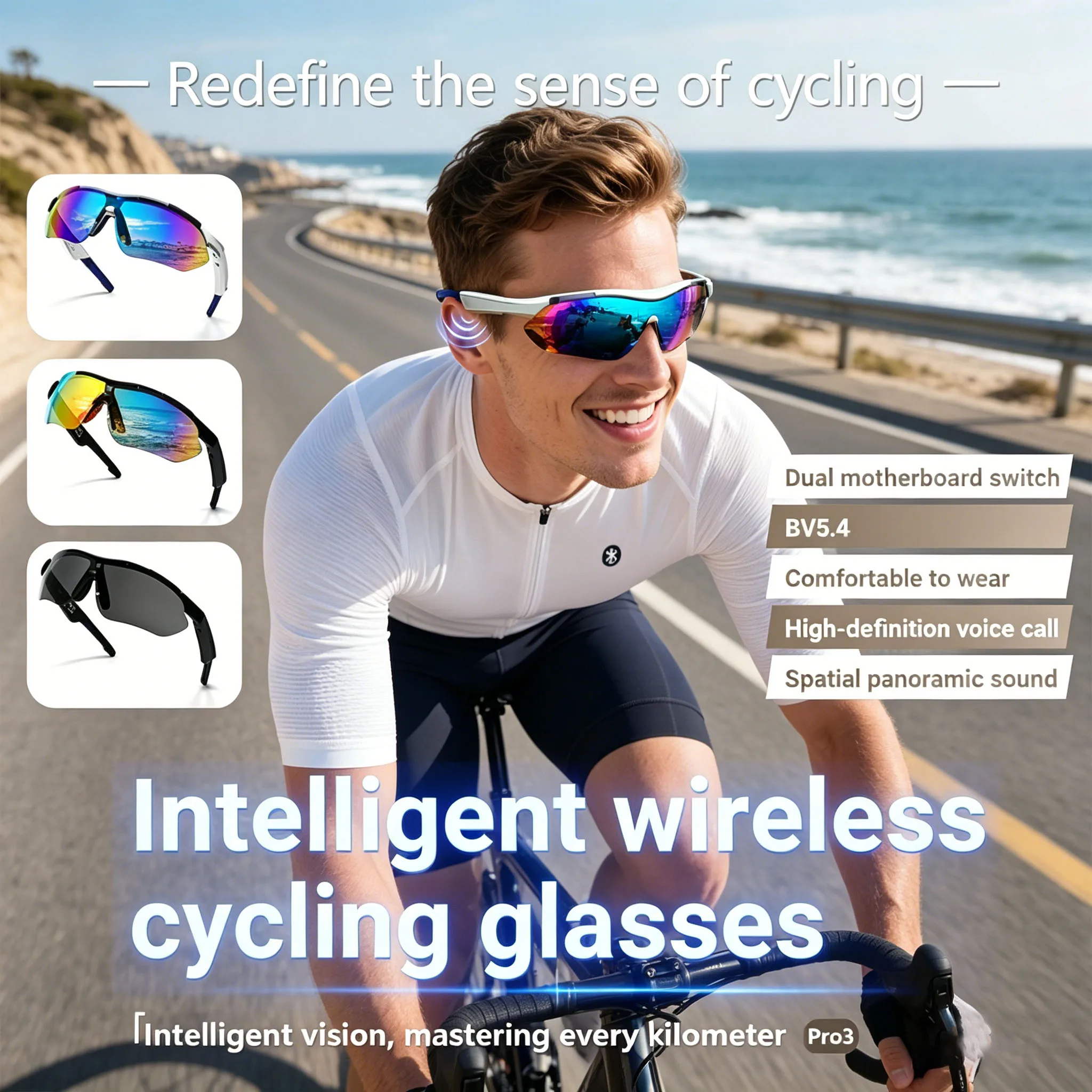 Chic AI Smart Glasses New Cycling Bluetooth Smart Glasses Audio AI Voice Assistant UV400 Protection Life Waterproof Sunglasses
Chic AI Smart Glasses New Cycling Bluetooth Smart Glasses Audio AI Voice Assistant UV400 Protection Life Waterproof Sunglasses