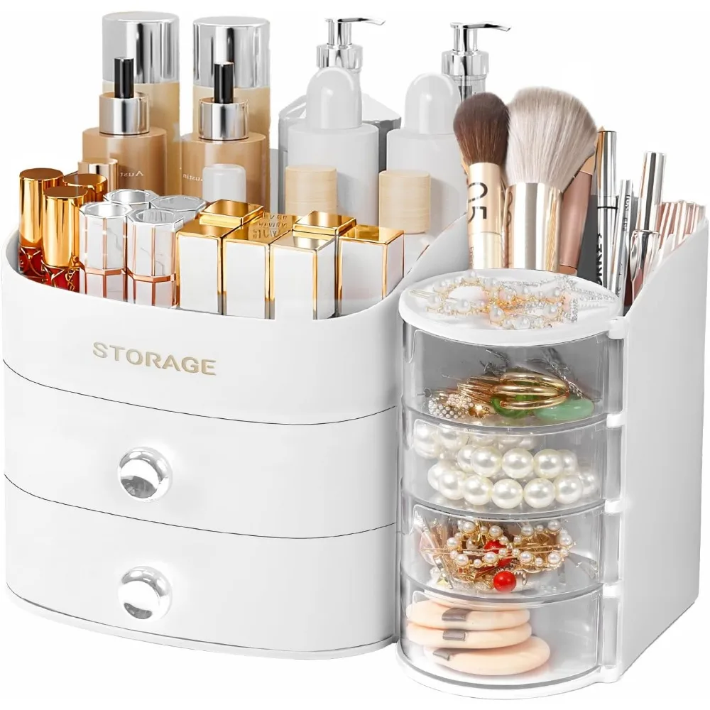 makeup and cosmetic countertop organizer with drawers for vanity bathroom storage brush holder lipstick jewelry white
makeup and cosmetic countertop organizer with drawers for vanity bathroom storage brush holder lipstick jewelry white