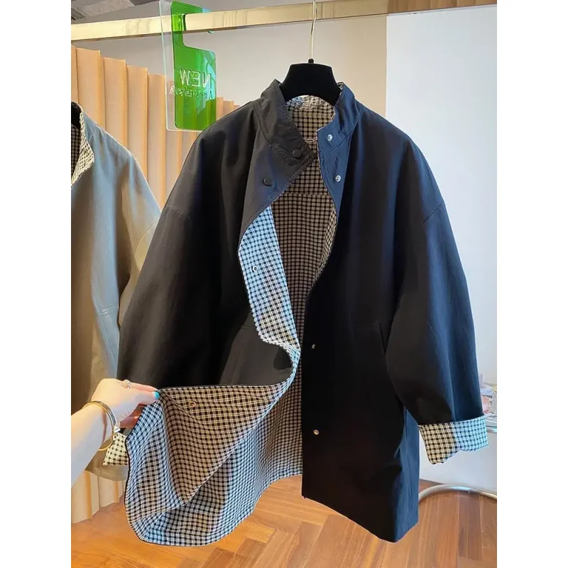 Loose Cotton Leather Patchwork Lapel Collar Design Jackets for Women Fashion Plaid Long-sleeved Spring New Coats
Loose Cotton Leather Patchwork Lapel Collar Design Jackets for Women Fashion Plaid Long-sleeved Spring New Coats