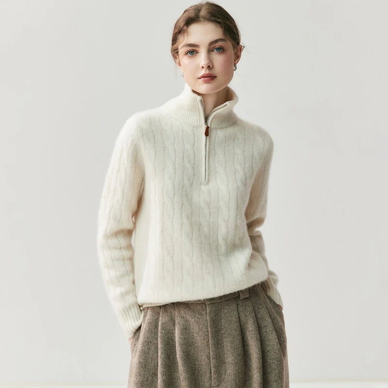 Осень-зима, женская водолазка из 100% кашемира с воротником на молнии, вязаный пуловер, офисный модный свитер, теплый удобный трикотаж, топ 
Осень-зима, женская водолазка из 100% кашемира с воротником на молнии, вязаный пуловер, офисный модный свитер, теплый удобный трикотаж, топ