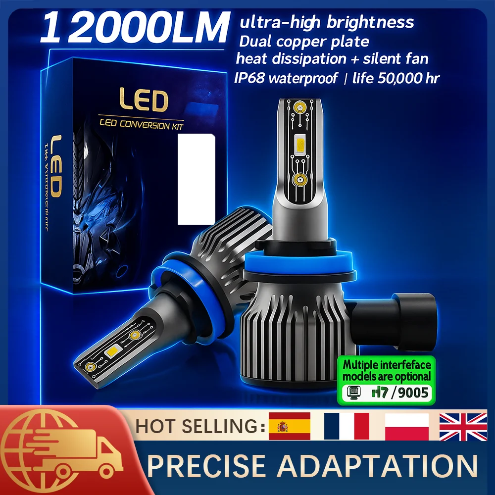 For A6 LED Headlight Bulbs 12000LM 6500K 3570 Chips H7 H11 H4 9005 9006 High Power IP68 Hydraulic Fan Auto Light Conversion Kit
For A6 LED Headlight Bulbs 12000LM 6500K 3570 Chips H7 H11 H4 9005 9006 High Power IP68 Hydraulic Fan Auto Light Conversion Kit