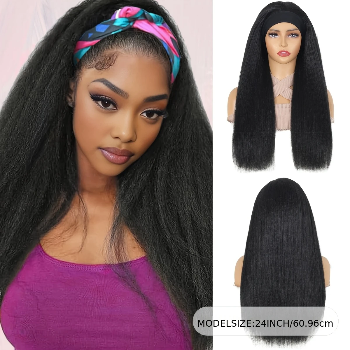 Kinky Straight Headband Wig Human Hair for Black Women Yaki Straight Headband Wig Human Hair Glueless Human Hair Wigs 200Density
Kinky Straight Headband Wig Human Hair for Black Women Yaki Straight Headband Wig Human Hair Glueless Human Hair Wigs 200Density