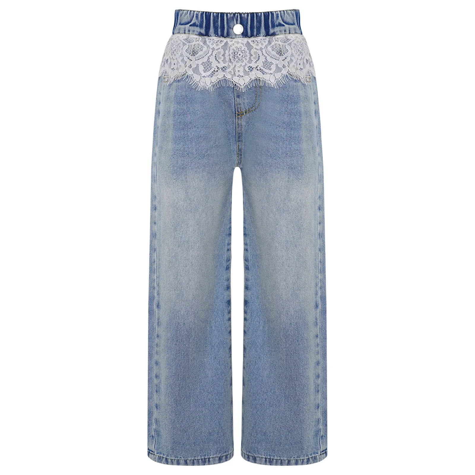 Kids Girls Lace Trim Denim Jeans Spring Summer Sweet Casual Wide-Leg Pants with Pockets Childrens Outwear Loose Trousers Pants
Kids Girls Lace Trim Denim Jeans Spring Summer Sweet Casual Wide-Leg Pants with Pockets Childrens Outwear Loose Trousers Pants