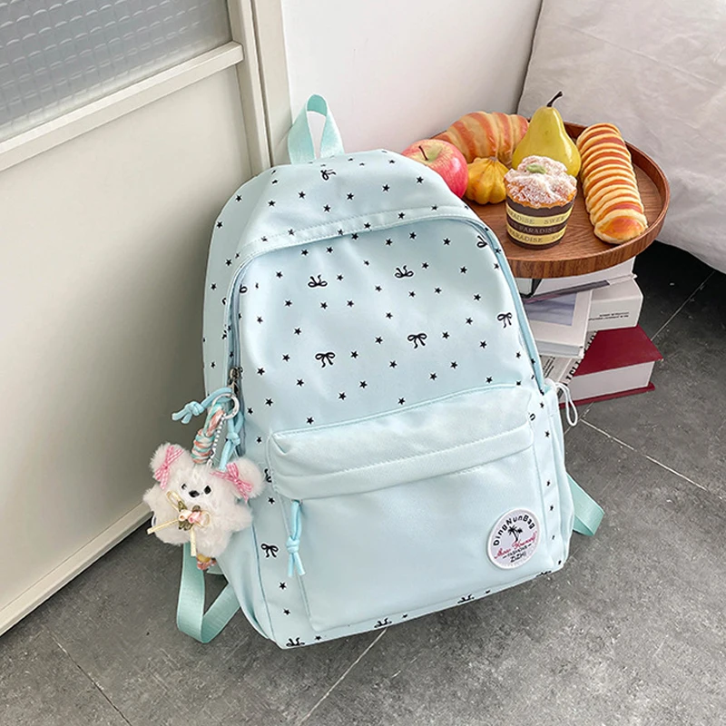 Star Bow Printed Girly Oxford Backpack College Style Large Capacity Schoolbag With Pendant Multi-pocket Travel Storage Bag
Star Bow Printed Girly Oxford Backpack College Style Large Capacity Schoolbag With Pendant Multi-pocket Travel Storage Bag