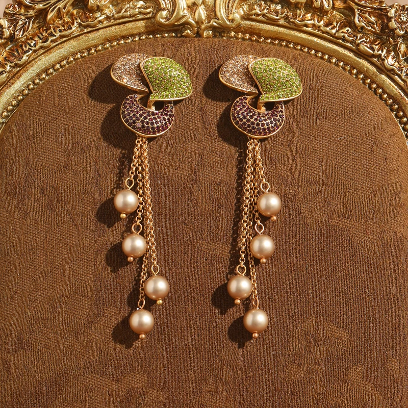 Vintage Rhinestone Colorful Flower Drop Earrings Long Tassel Pearl Antique Gold Plated Women Elegant Jewelry Wedding Art Deco
Vintage Rhinestone Colorful Flower Drop Earrings Long Tassel Pearl Antique Gold Plated Women Elegant Jewelry Wedding Art Deco