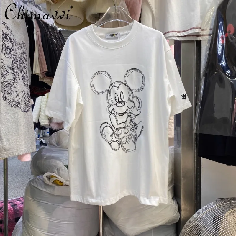 Heavy Industry Embroidery European Autumn Pullover Loose Versatile Medium and Long Cartoon Bottom Top T-Shirt Short Sleeve Women
Heavy Industry Embroidery European Autumn Pullover Loose Versatile Medium and Long Cartoon Bottom Top T-Shirt Short Sleeve Women