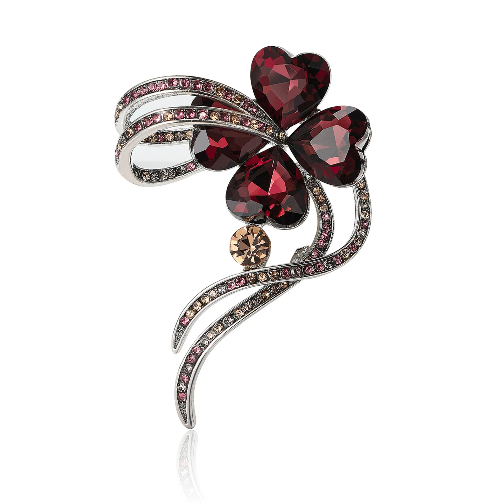 High-grade Elegant Crystal Four-leaf Clover Brooch Women's Fashion Badge Clothing Multi-color Optional Office Party Jewelry Gift
High-grade Elegant Crystal Four-leaf Clover Brooch Women's Fashion Badge Clothing Multi-color Optional Office Party Jewelry Gift