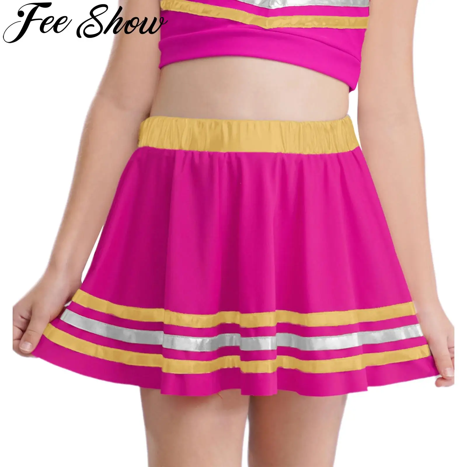 Kid Girls Jazz Dance Pleated Skirts Elastic Waistband Metallic Striped Athletic Scooter Skirt for Cheerleading Stage Performance
Kid Girls Jazz Dance Pleated Skirts Elastic Waistband Metallic Striped Athletic Scooter Skirt for Cheerleading Stage Performance