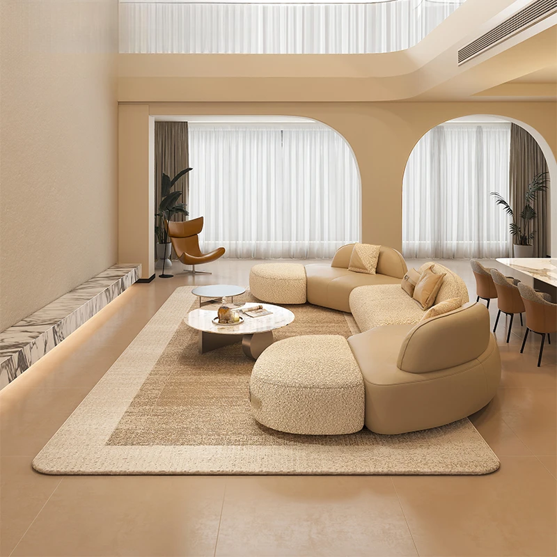 Special-shaped curved cream style fabric sofa pebble module large flat horizontal hall
Special-shaped curved cream style fabric sofa pebble module large flat horizontal hall
