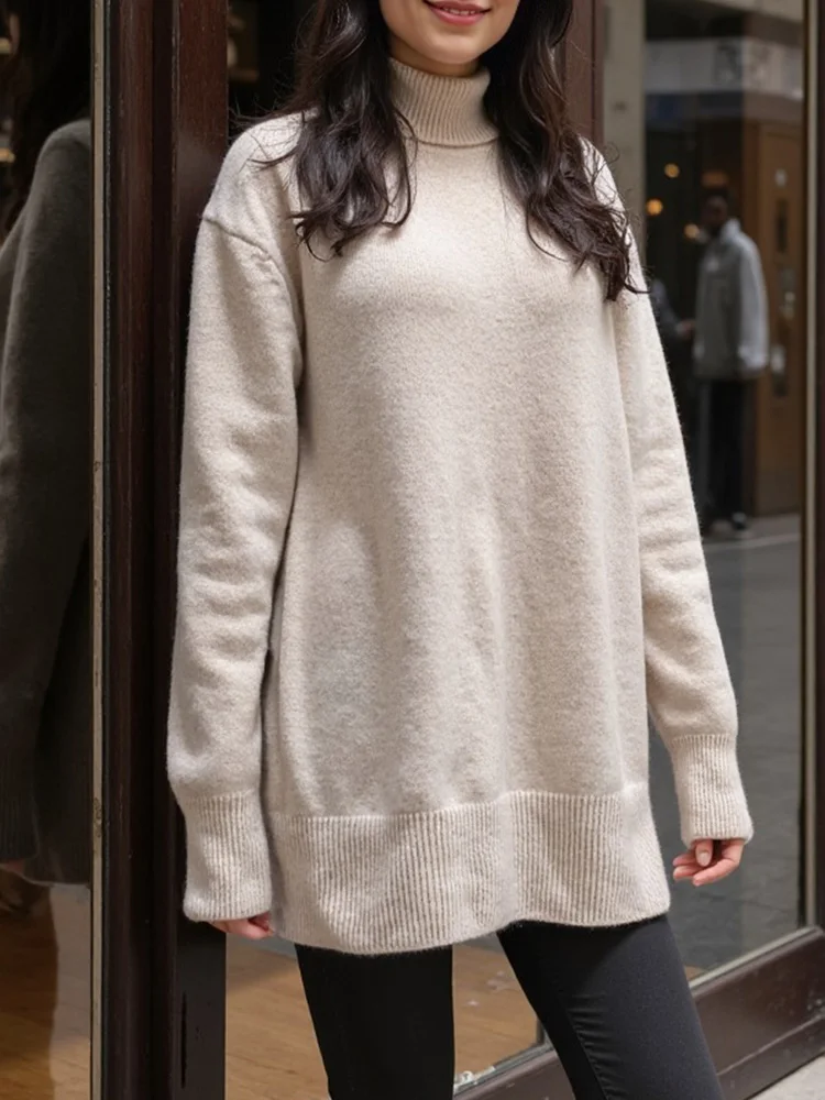 Knitted Sweaters for Women Fashion Vintage Casual Jumpers Solid Loose Long Sleeve Turtleneck 2024 New Autumn Winter Pullovers
Knitted Sweaters for Women Fashion Vintage Casual Jumpers Solid Loose Long Sleeve Turtleneck 2024 New Autumn Winter Pullovers