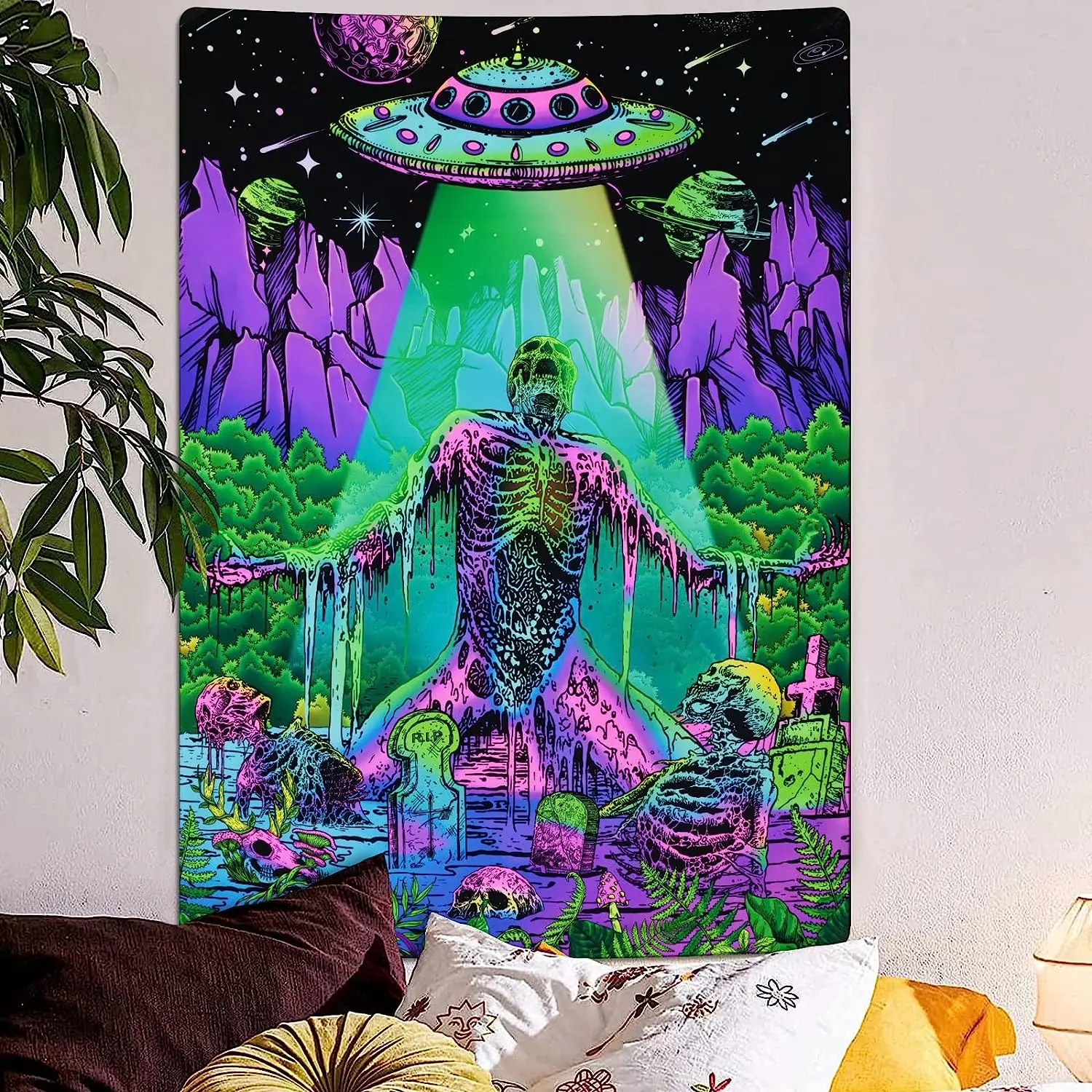 Blacklight Skull Tapestry Trippy Alien Tapestries Hippie Skeleton UV Planet Wall Hanging Mountain Forest Aesthetic Home Decor
Blacklight Skull Tapestry Trippy Alien Tapestries Hippie Skeleton UV Planet Wall Hanging Mountain Forest Aesthetic Home Decor